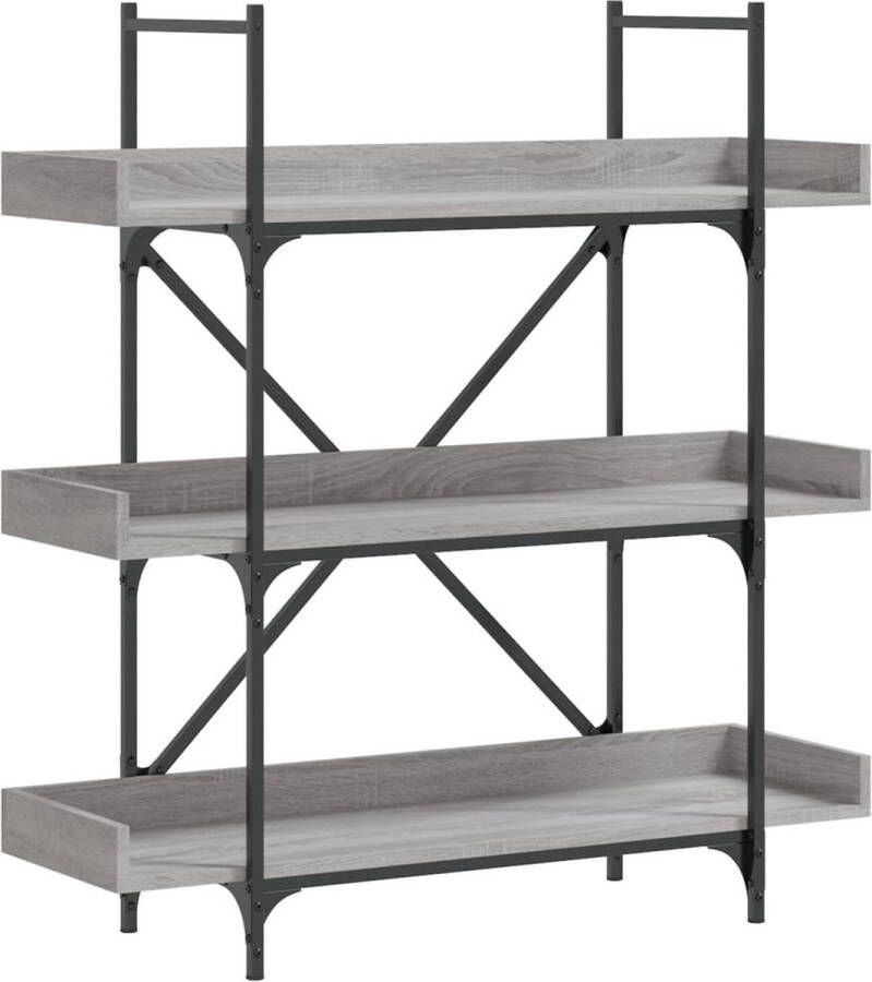 VidaXL -Boekenkast-3-laags-100x33x108 5-cm-bewerkt-hout-grijs-sonoma - Foto 2