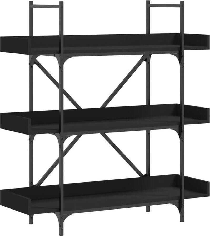 VidaXL -Boekenkast-3-laags-100x33x108 5-cm-bewerkt-hout-zwart - Foto 2