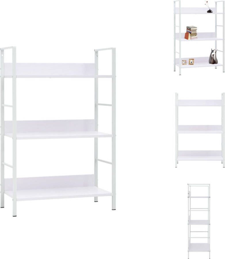 VidaXL Schappenkast Schappenkasten Opbergkast Opbergkasten Boekenkast met 3 schappen 60x27 6x90 5 cm bewerkt hout wit - Foto 2