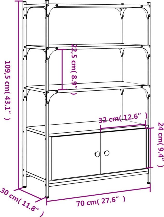 VidaXL -Boekenkast-3-laags-70x30x109 5-cm-bewerkt-hout-grijs-sonoma - Foto 4