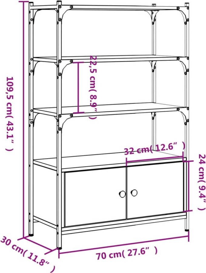 VidaXL -Boekenkast-3-laags-70x30x109 5-cm-bewerkt-hout-sonoma-eiken - Foto 5