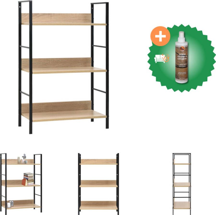 VidaXL Boekenkast met 3 schappen 60x27-6x90-5 cm spaanplaat eikenkleur Kast Inclusief Houtreiniger en verfrisser