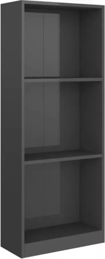 VidaXL -Boekenkast-3-schappen-40x24x108-cm-bewerkt-hout-hoogglans-grijs - Foto 2