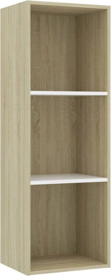 VIDAXL Boekenkast 3 schappen 40x30x114cm bewerkt hout wit sonoma eiken - Foto 2