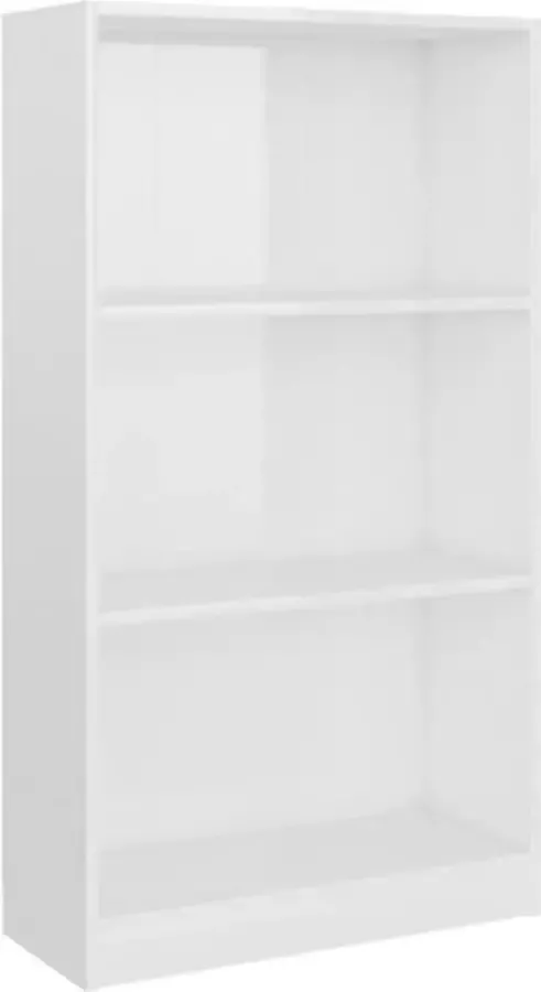 VidaXL -Boekenkast-3-schappen-60x24x109-cm-bewerkt-hout-hoogglans-wit - Foto 3