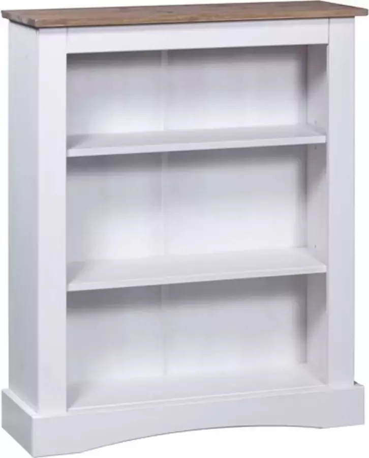 VidaXL -Boekenkast-3-schappen-81x29x100-cm-grenenhout-Corona-stijl-wit - Foto 3