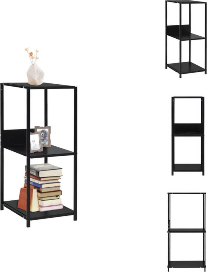VidaXL Boekenkast 33.5 x 39.6 x 79.7 cm Zwart Spaanplaat en Staal Robuuste industriële stijl 3 schappen Eenvoudige montage Kast - Foto 2