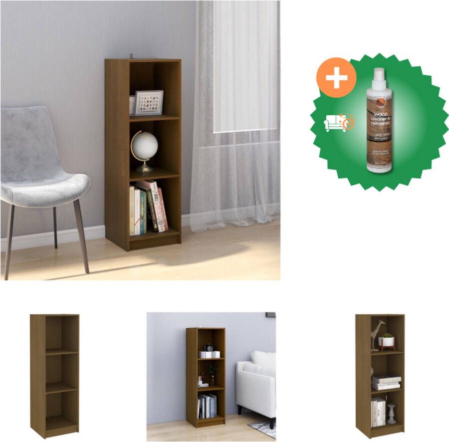 VidaXL Boekenkast 36 x 33 x 110 cm Massief grenenhout Honingbruin Kast Inclusief Houtreiniger en verfrisser - Foto 2