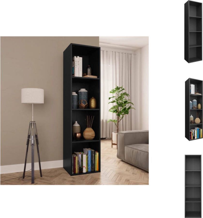 VidaXL Boekenkast Boekenkasten Boekenschap Boekenschappen Boekenkast tv-meubel 36x30x143 cm bewerkt hout zwart - Foto 2