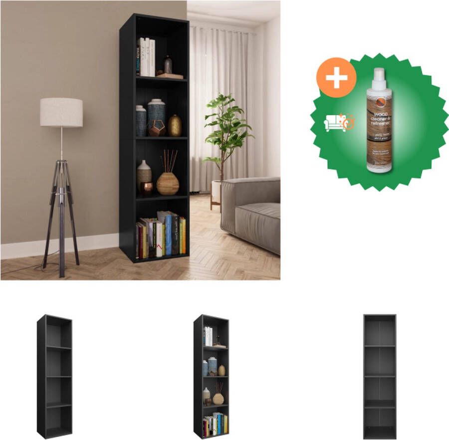 VidaXL Boekenkast tv-meubel 36x30x143 cm bewerkt hout zwart Kast Inclusief Houtreiniger en verfrisser