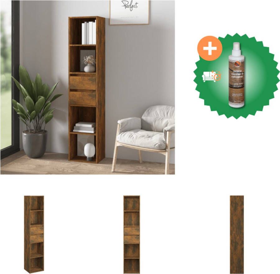 VidaXL Boekenkast 36x30x171 cm bewerkt hout gerookt eikenkleurig Kast Inclusief Houtreiniger en verfrisser