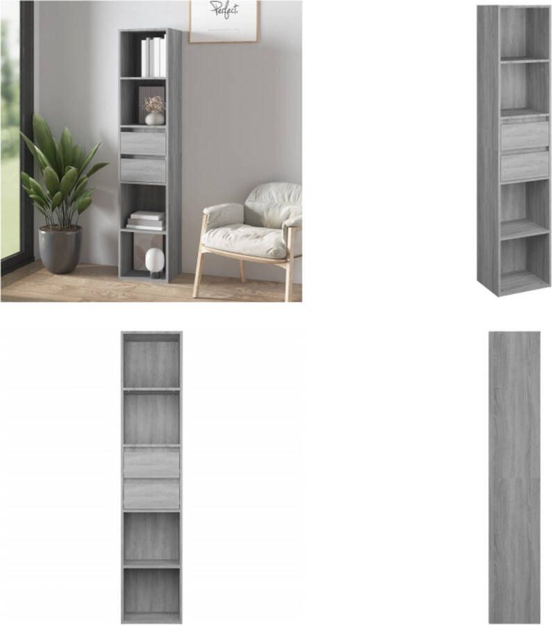VidaXL Boekenkast 36x30x171 cm bewerkt hout grijs sonoma eikenkleurig Boekenkast Boekenkasten Boekenschap Boekenstandaard