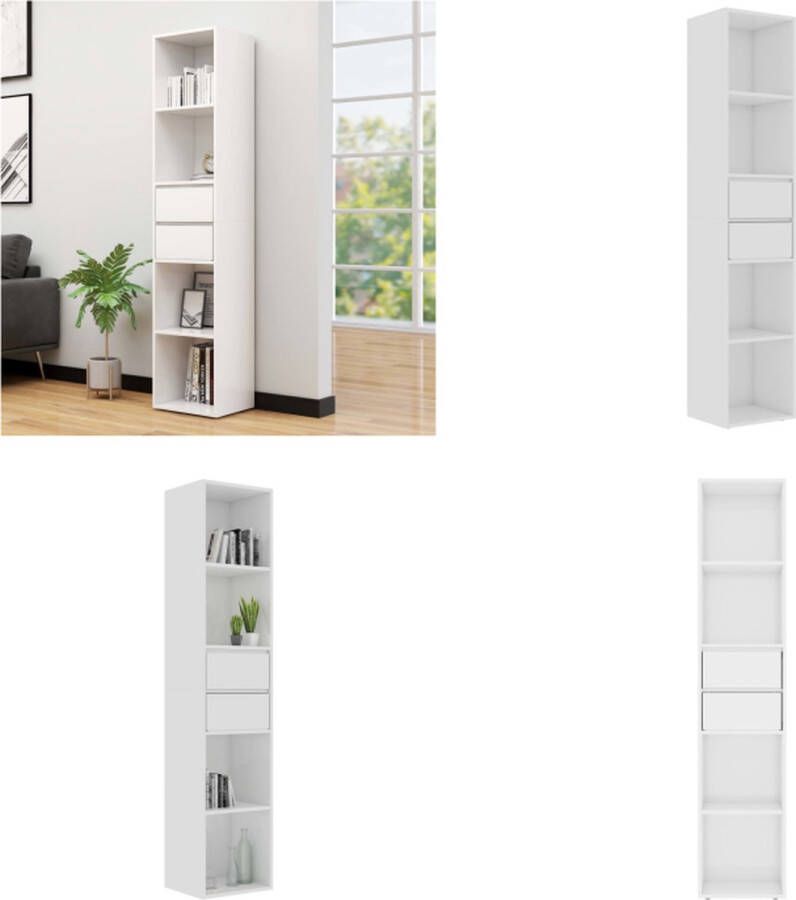 VidaXL Boekenkast 36x30x171 cm bewerkt hout hoogglans wit Boekenkast Boekenkasten Boekenplank Boekenplanken