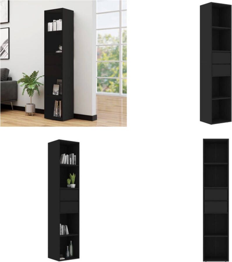 VidaXL Boekenkast 36x30x171 cm bewerkt hout zwart Boekenkast Boekenkasten Boekenplank Boekenplanken - Foto 2