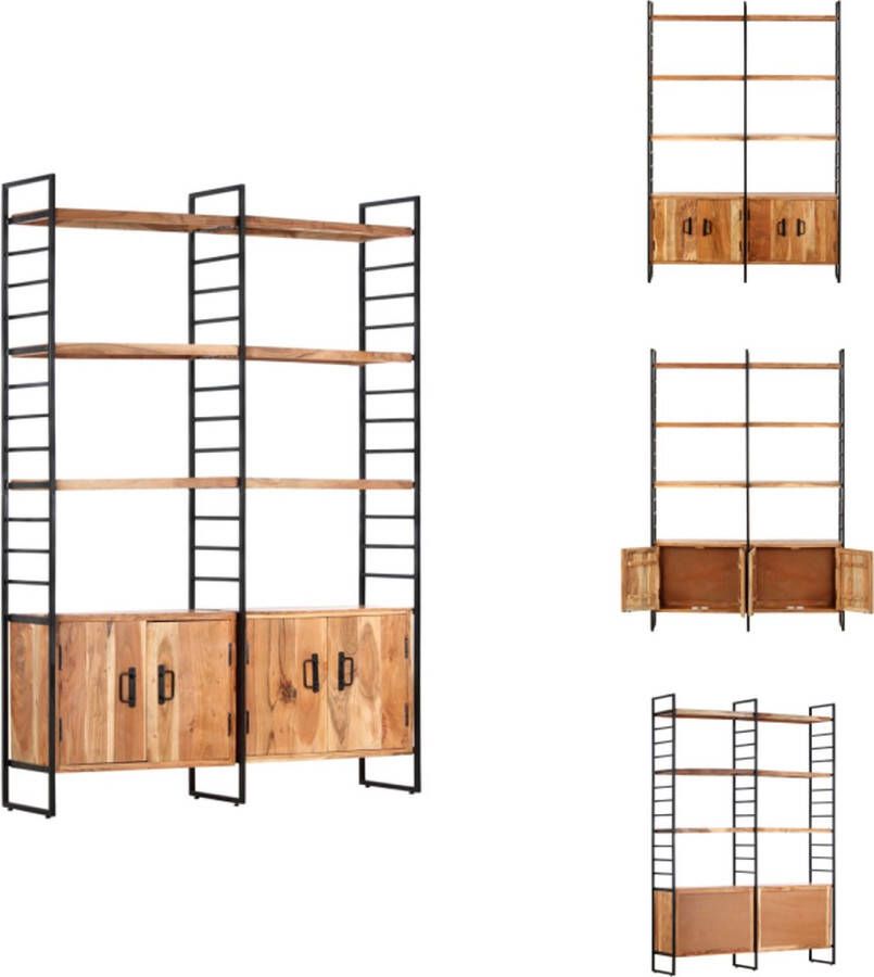 VidaXL Boekenkast Boekenkasten Boekenplank Boekenplanken Boekenkast met 4 schappen 124x30x180 cm massief acaciahout - Foto 2