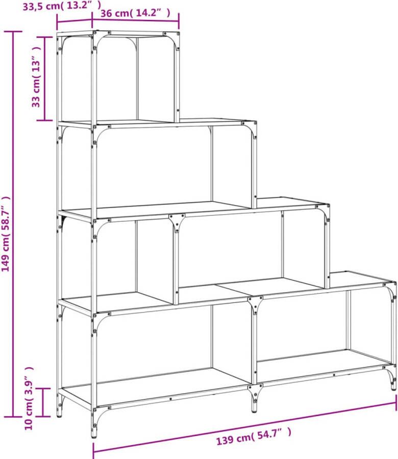 VidaXL -Boekenkast-4-laags-139x33 5x149-cm-bewerkt-hout-gerookt-eiken - Foto 4