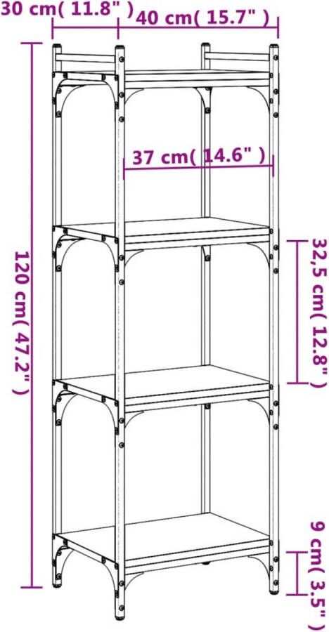 VidaXL -Boekenkast-4-laags-40x30x120-cm-bewerkt-hout-zwart - Foto 3