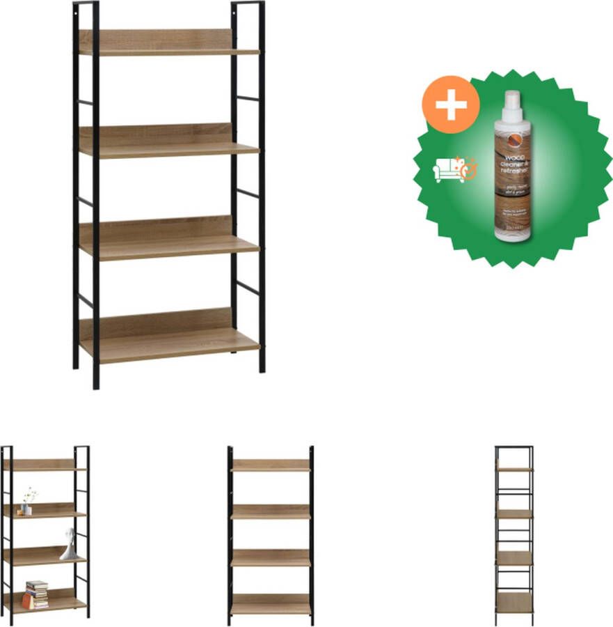 VidaXL Boekenkast 4 schappen 60x27-6x124-5 cm spaanplaat eikenkleurig Kast Inclusief Houtreiniger en verfrisser