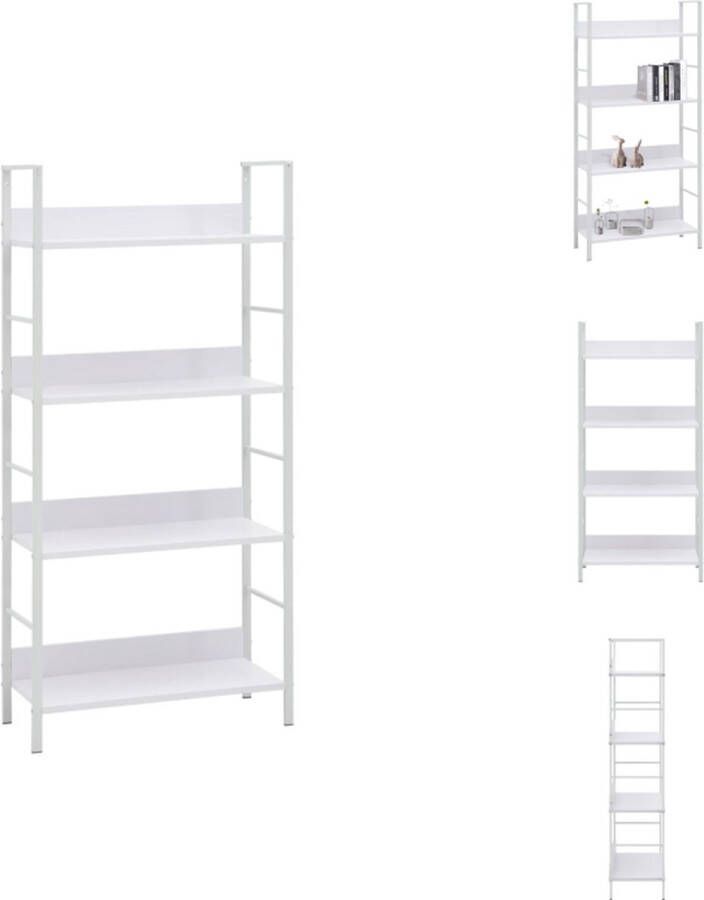 VidaXL Schappenkast Schappenkasten Opbergkast Opbergkasten Boekenkast met 4 schappen 60x27 6x124 5 cm bewerkt hout wit - Foto 2