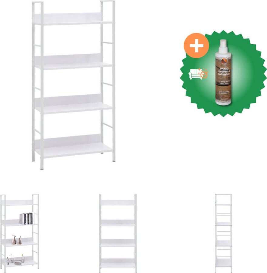 VidaXL Boekenkast 4 Laags 60 x 27.6 x 124.5 cm Spaanplaat en staal Kast Inclusief Houtreiniger en verfrisser