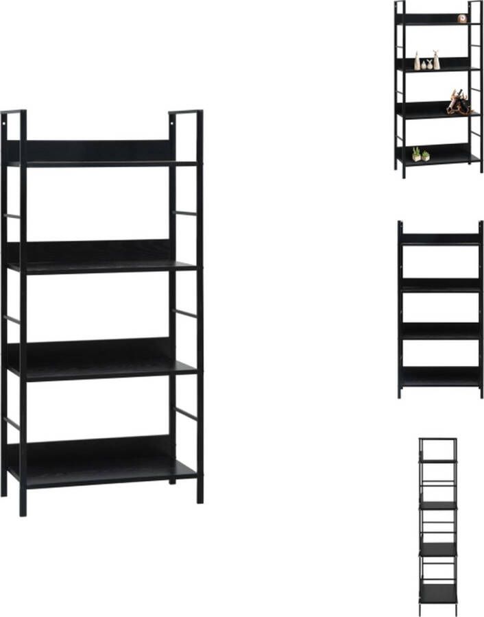 VidaXL Schappenkast Schappenkasten Opbergkast Opbergkasten Boekenkast met 4 schappen 60x27 6x90 5 cm bewerkt hout zwart - Foto 2