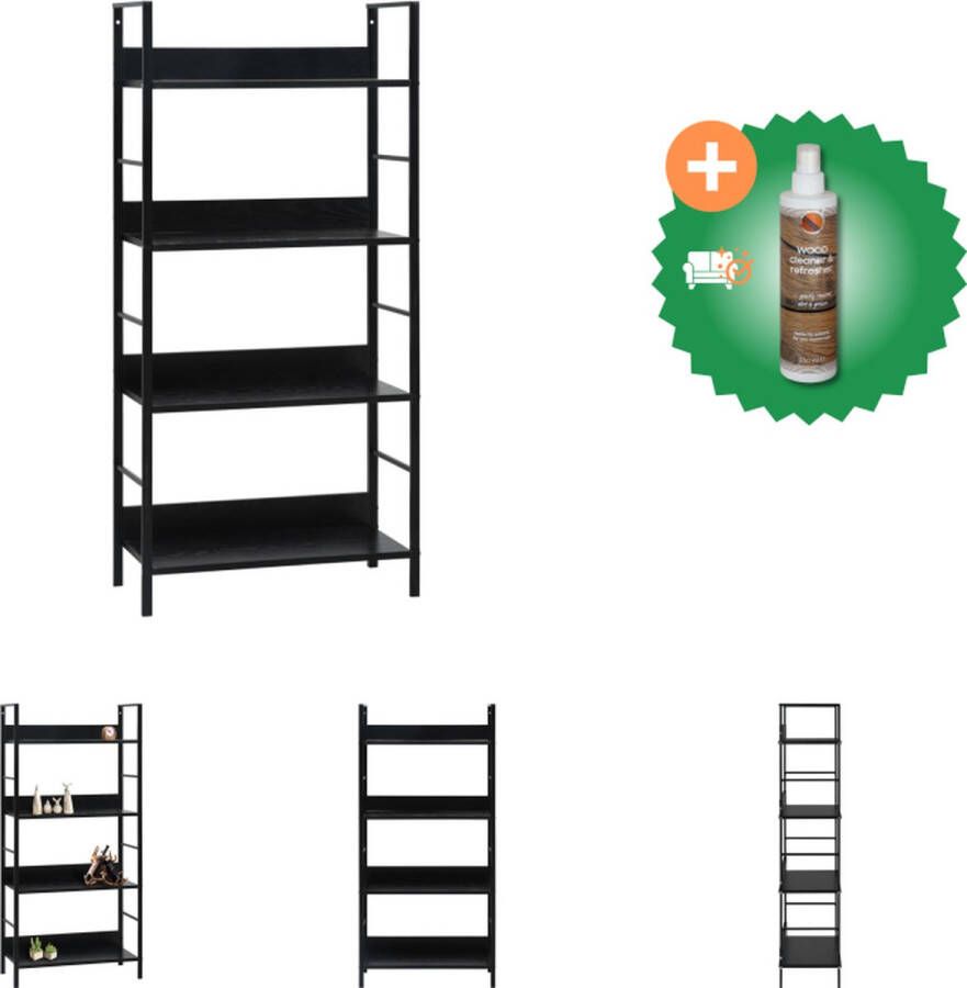 VidaXL Boekenkast met 4 schappen 60x27-6x124-5 cm spaanplaat zwart Kast Inclusief Houtreiniger en verfrisser