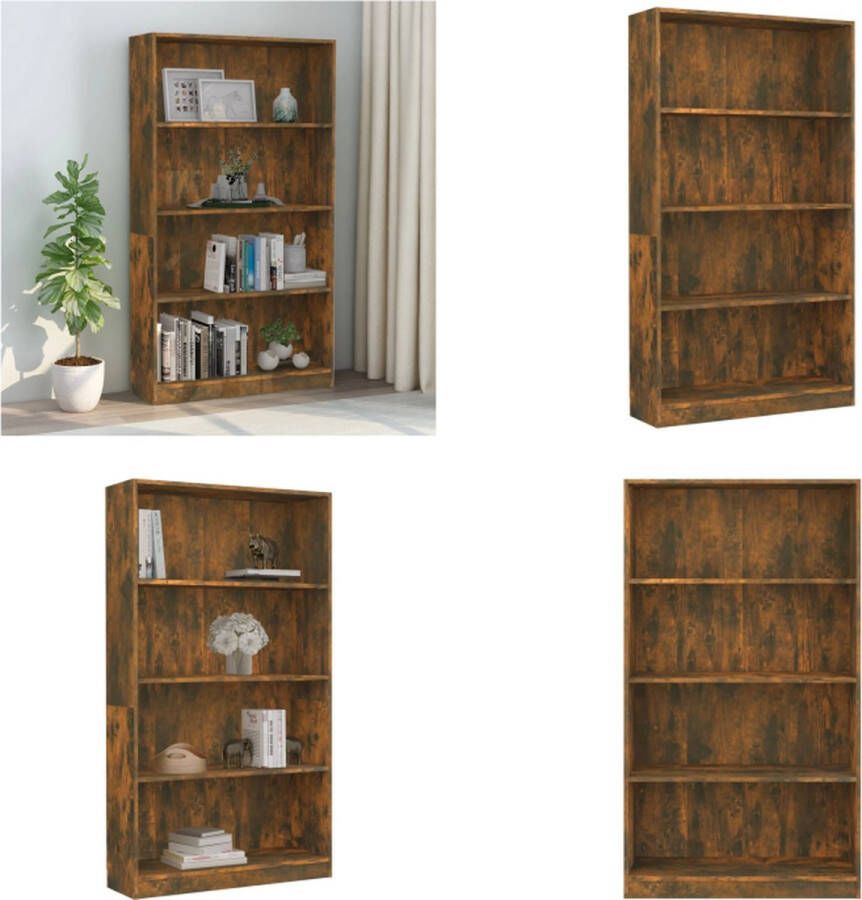 VidaXL Boekenkast 4-laags 80x24x142 cm bewerkt hout gerookt eikenkleur Boekenkast Boekenkasten Boekenschap Boekenstandaard