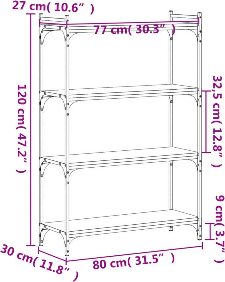 VidaXL -Boekenkast-4-laags-80x30x120-cm-bewerkt-hout-zwart - Foto 4
