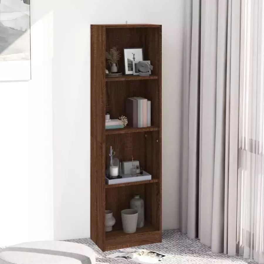 VidaXL Boekenkast 4-laags spaanplaat 40x24x143 cm kleur bruin eiken