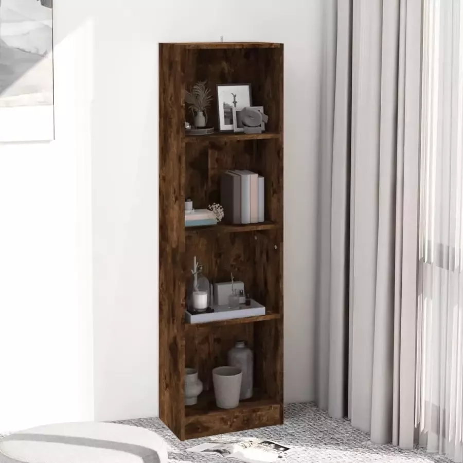 VidaXL Boekenkast 4-laags spaanplaat 40x24x143 cm kleur smoked eiken