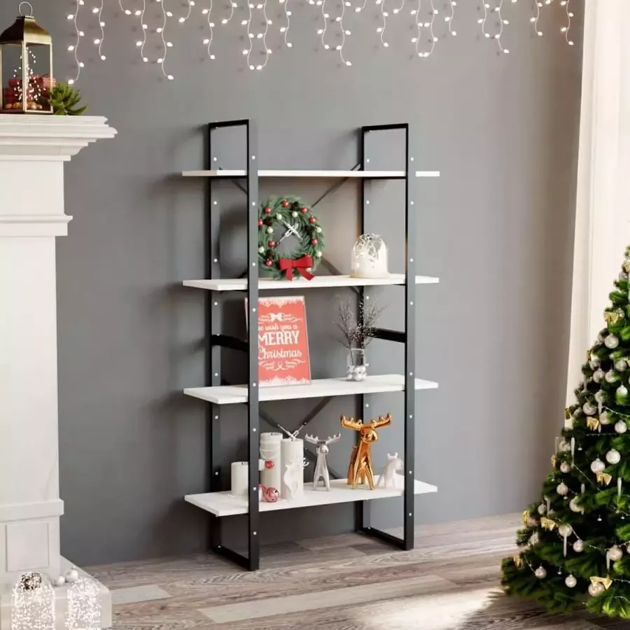 VidaXL Boekenkast 4 planken 80x30x140 cm massief grenenhout wit