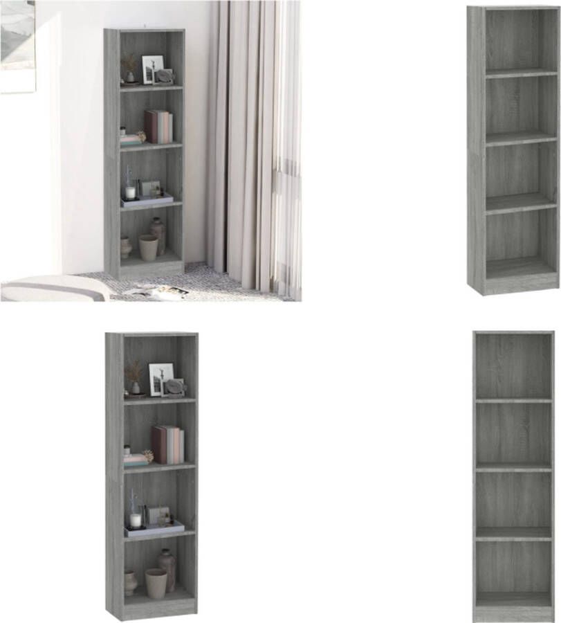 VidaXL -Boekenkast-4-schappen-40x24x143-cm-bewerkt-hout-grijs-sonoma