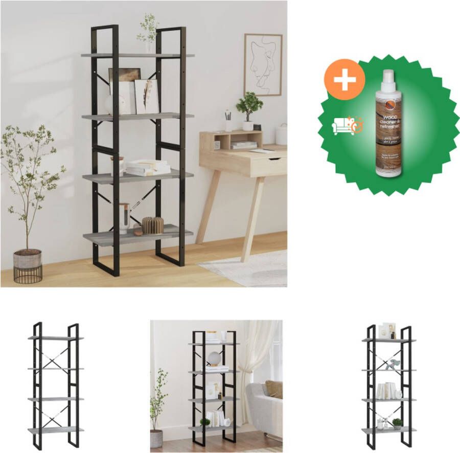 VidaXL Boekenkast 60x30x140 cm bewerkt hout grijs sonoma eikenkleurig Kast Inclusief Houtreiniger en verfrisser