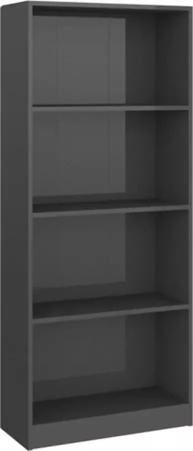 VidaXL Boekenkast 4 schappen 60x24x142 cm bewerkt hout hoogglans grijs - Foto 2