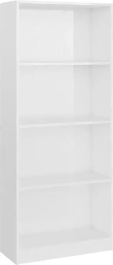 VidaXL -Boekenkast-4-schappen-60x24x142-cm-bewerkt-hout-hoogglans-wit - Foto 3