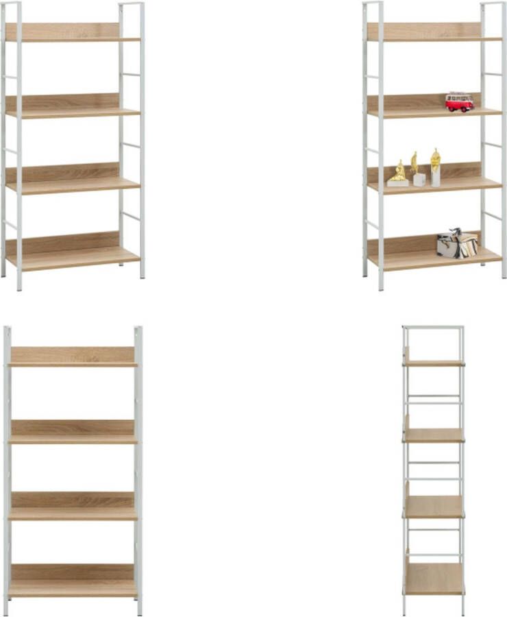 VidaXL Boekenkast 4 schappen 60x27-6x124-5 cm spaanplaat eikenkleurig Schappenkast Schappenkasten Opbergkast Opbergkasten - Foto 2