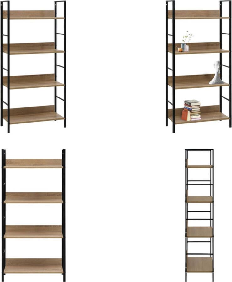 VidaXL Boekenkast 4 schappen 60x27-6x124-5 cm spaanplaat eikenkleurig Schappenkast Schappenkasten Opbergkast Opbergkasten