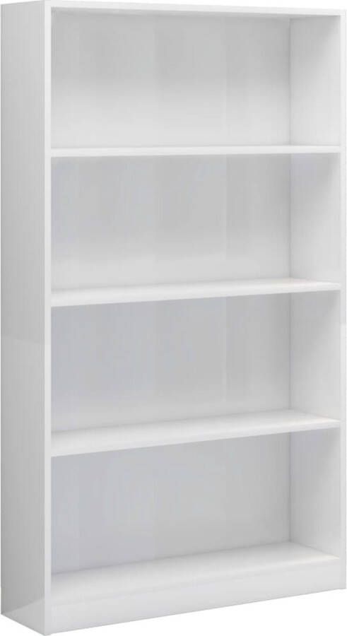 VidaXL -Boekenkast-4-schappen-80x24x142-cm-bewerkt-hout-hoogglans-wit