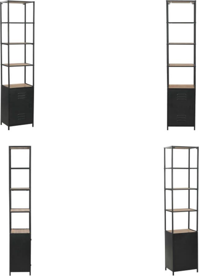 vidaXL Boekenkast 40-5x32-5x180 cm massief vurenhout en staal Boekenplank Boekenplanken Staande Boekenkast Staande Boekenkasten