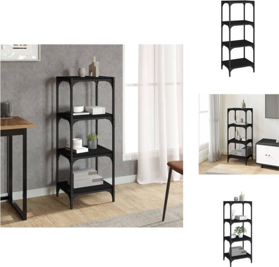 VidaXL Boekenkast Boekenkasten Boekenplank Boekenkast 40x33x100 cm bewerkt hout en staal zwart