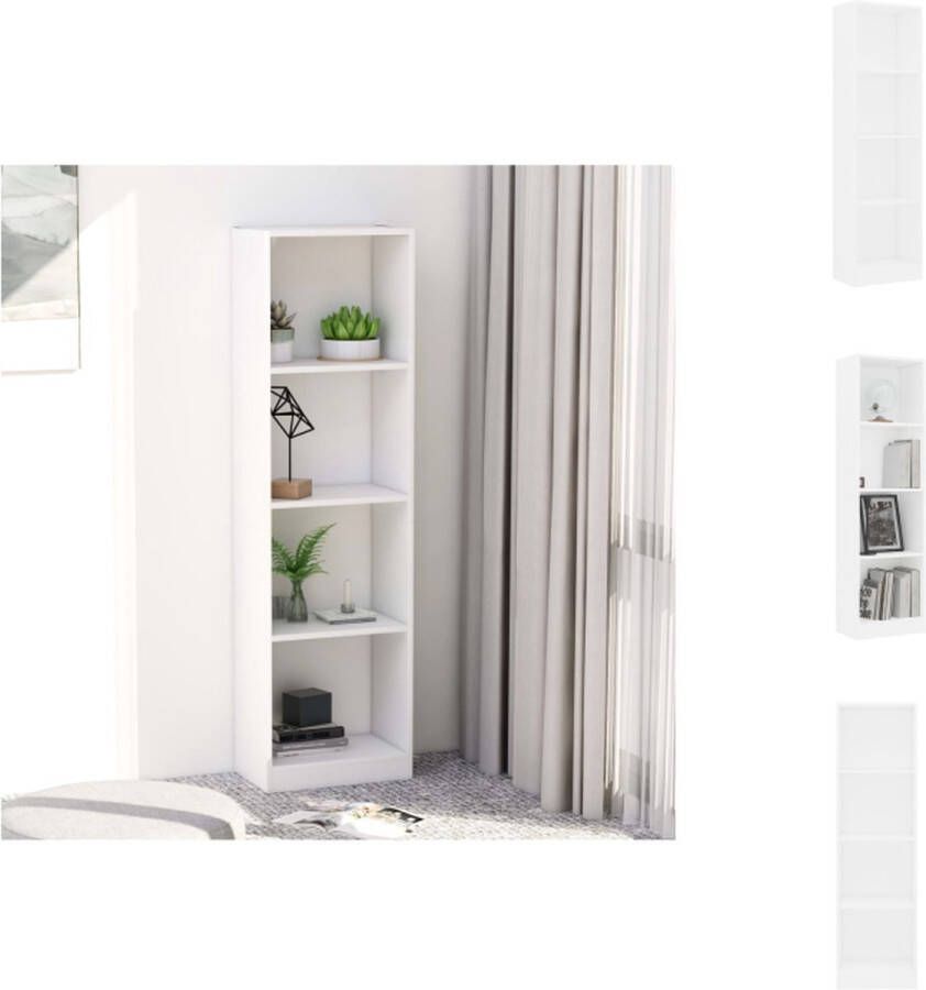 VidaXL Boekenkast Boekenkasten Boekenschap Boekenschappen Boekenkast met 4 schappen 40x24x142 cm bewerkt hout wit - Foto 2