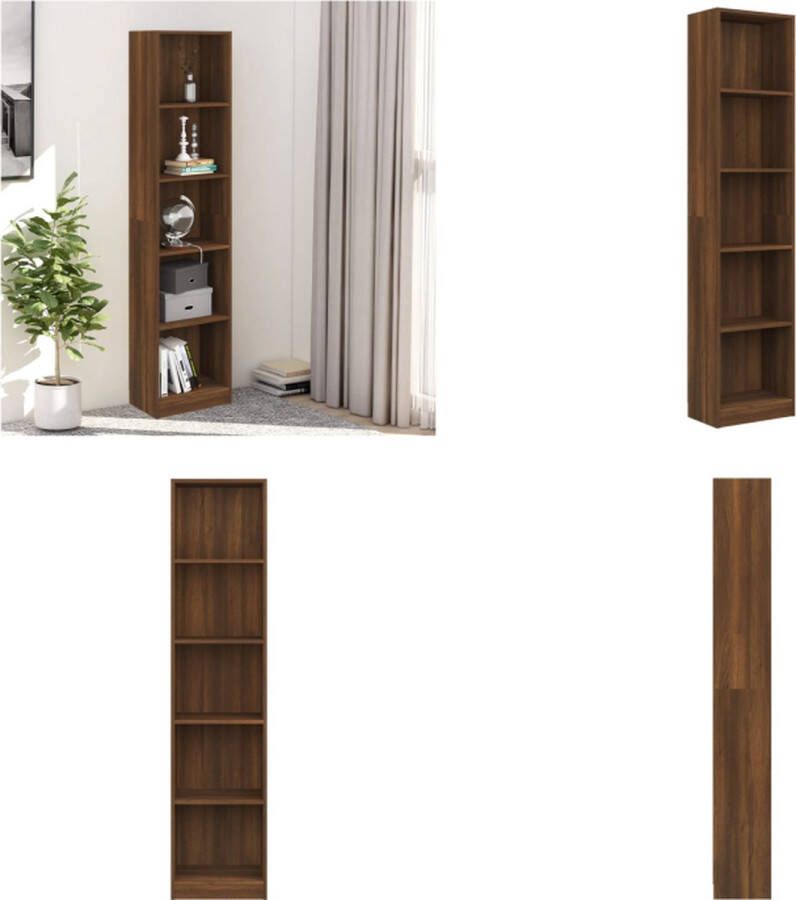 VidaXL Boekenkast 40x24x175 cm bewerkt hout bruineikenkleurig Boekenkast Boekenkasten Boekenschap Boekenstandaard