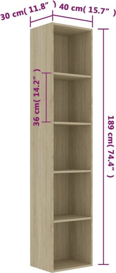 VidaXL -Boekenkast-40x30x189-cm-bewerkt-hout-sonoma-eikenkleurig - Foto 2