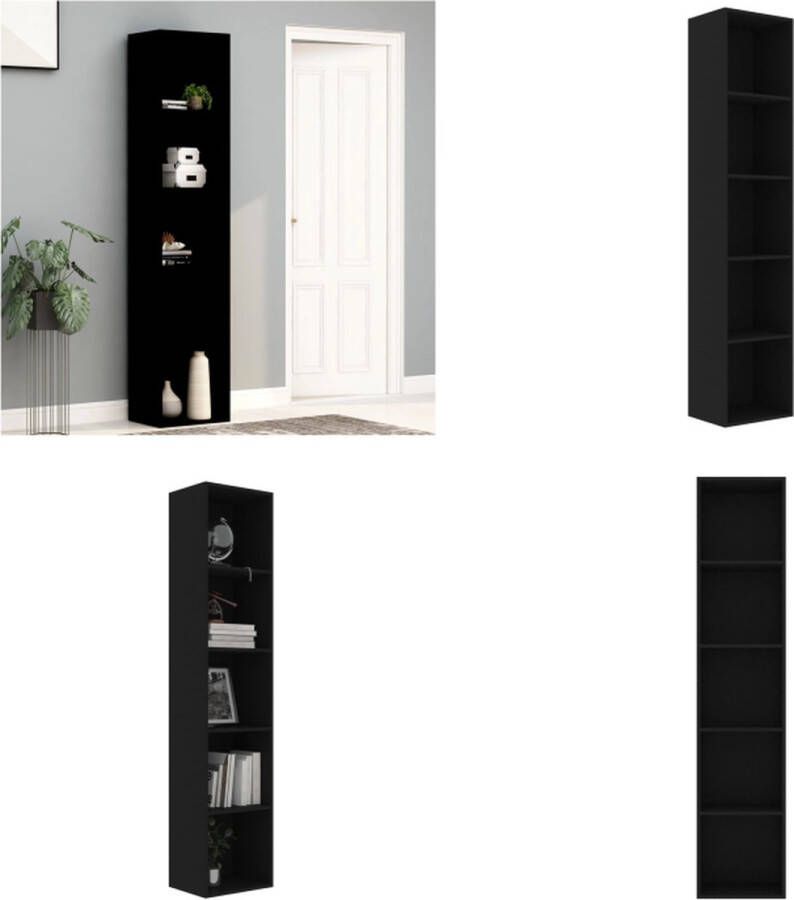 VidaXL Boekenkast 40x30x189 cm bewerkt hout zwart Boekenkast Boekenkasten Kast Kasten