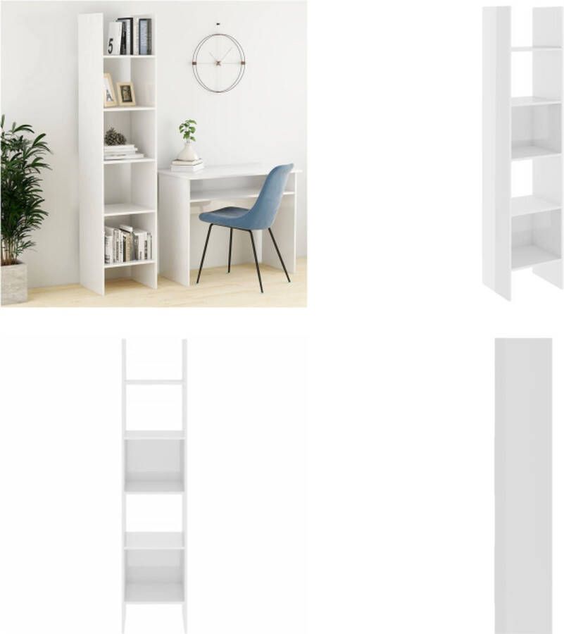 VidaXL Boekenkast 40x35x180 cm bewerkt hout hoogglans wit Boekenkast Boekenkasten Boekenmeubel Boekenmeubels