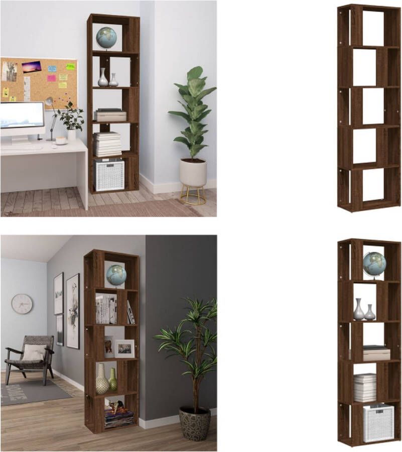 VidaXL Boekenkast 45x24x160 cm bewerkt hout bruineikenkleurig Boekenkast Boekenkasten Boekenschap Boekenstandaard