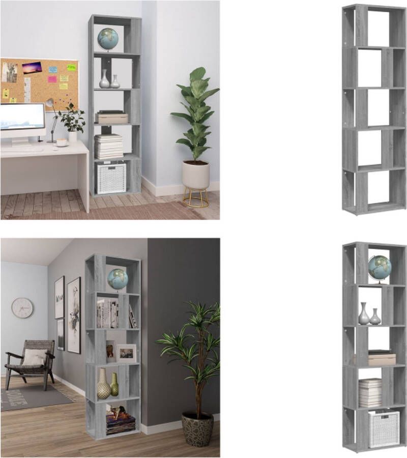 VidaXL Boekenkast 45x24x160 cm bewerkt hout grijs sonoma eikenkleurig Boekenkast Boekenkasten Boekenschap Boekenstandaard