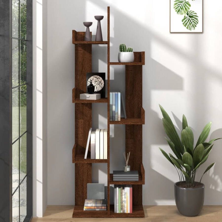 VidaXL -Boekenkast-48x25 5x140-cm-bewerkt-hout-bruineikenkleurig - Foto 2