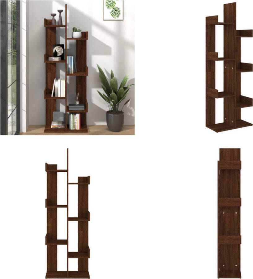 VidaXL Boekenkast 48x25-5x140 cm bewerkt hout bruineikenkleurig Boekenkast Boekenkasten Boeken Kast
