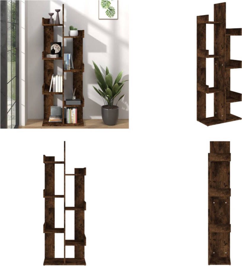 VidaXL Boekenkast 48x25 5x140 cm bewerkt hout gerookt eikenkleurig Boekenkast Boekenkasten Boeken Kast